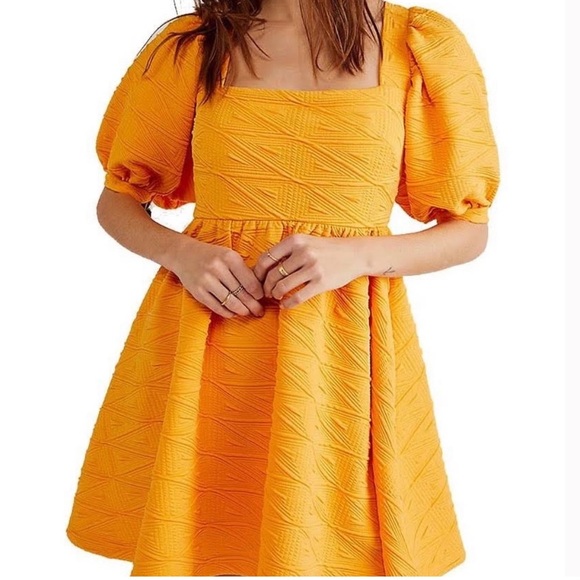 Free People Violet Puff Sleeve Mini Dress in Orange - Picture 3 of 12